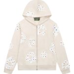 Denim Tears Rhinestone Cotton Wreath Zip Hoodie Oatmeal