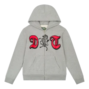 DT Zebra Crest Zip Hoodie Grey