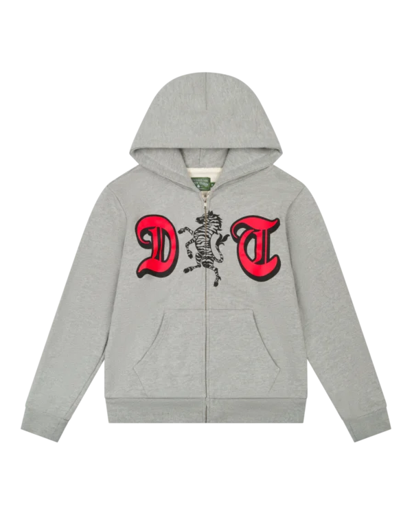 DT Zebra Crest Zip Hoodie Grey